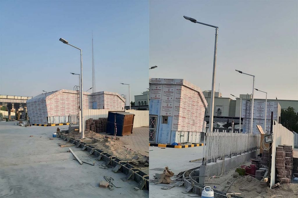 Led Street Light Fixture On Factory Roads In Kuwait