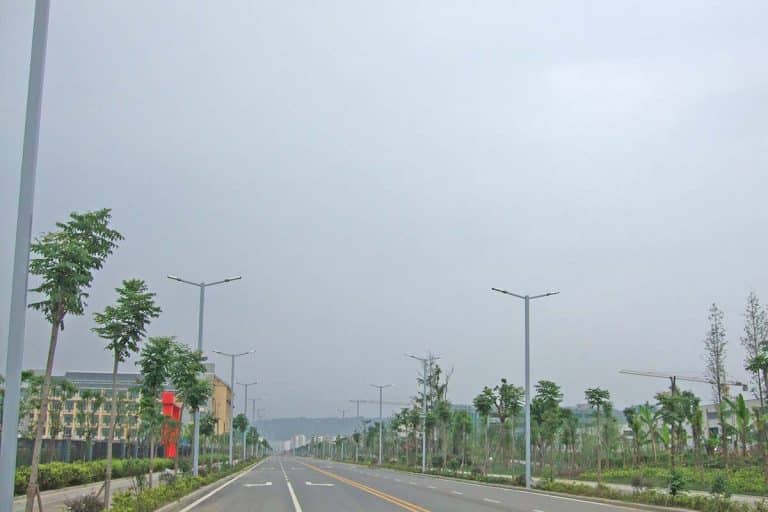 Series D street light fitting on a new city road in Wenchuang of China