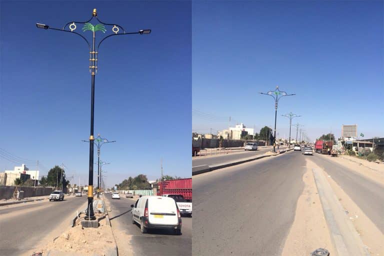 Series H Led Roadway Light On a City road in Iraq