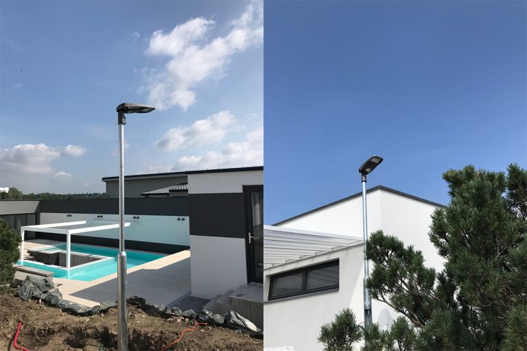 Series K cobra head led street light in a garden in Czech republic