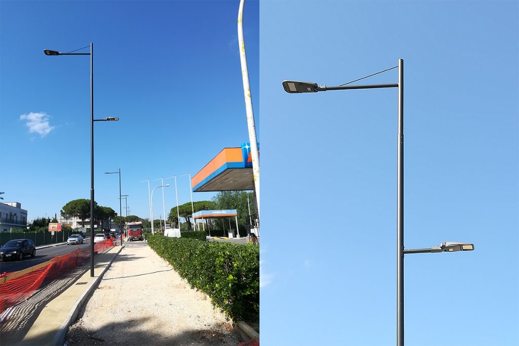 commercial led street lights on urban roads in Italy3