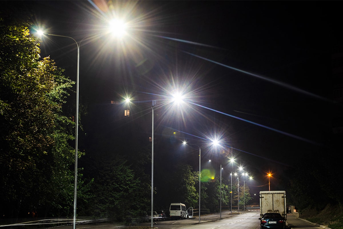 Road Street Light On The Expressway In Ukraine