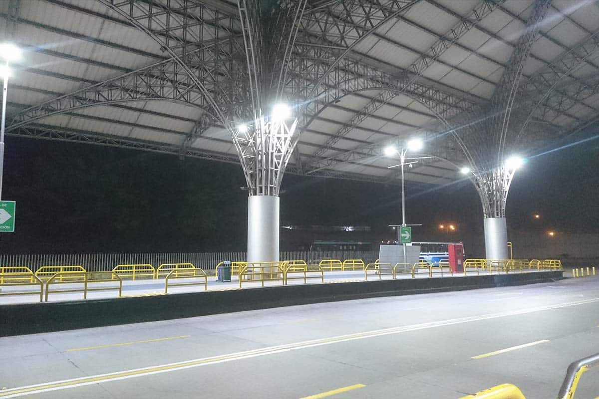 led outdoor flood light in the bus station in Ecuador2