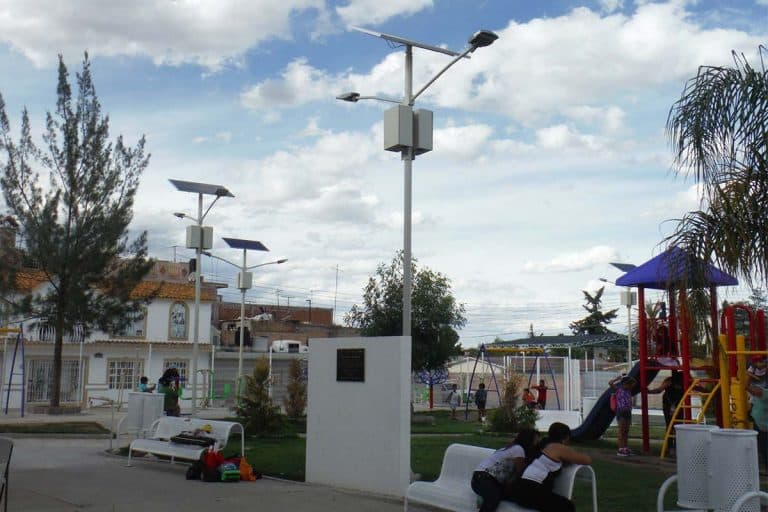 Series H solar powered led street lights in the amusement park in Mexico