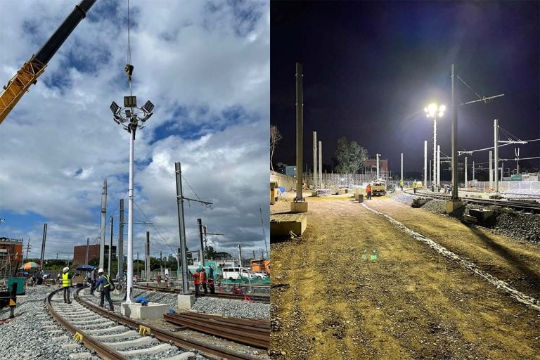 Series M led high mast light and Series H floodlight for railway station lighting in the Philippines