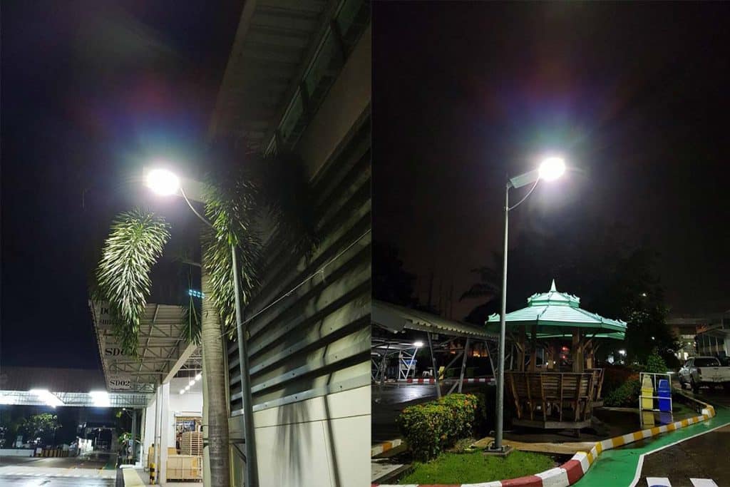 Series PV solar powered parking lot lights in amusement park in Thailand