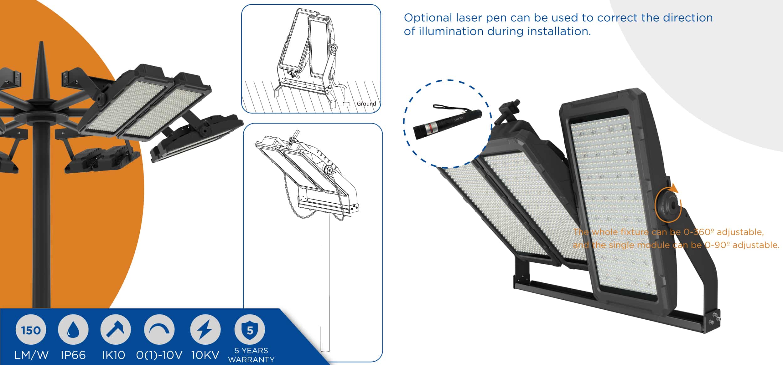 400W 500W 1000W 20m, 25m, 30m, 35m, 40m High Power Narrow Beam Angles Plaza  Airport Seaport LED High Mast Lighting - China High Mast Lighting, High  Mast Light