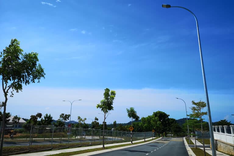 Series H street light in village for community road and parking