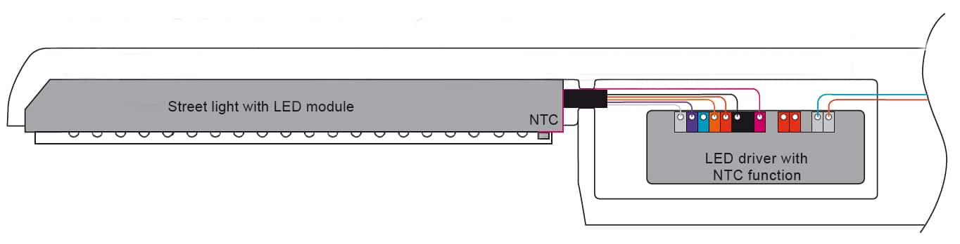 Street light with NTC