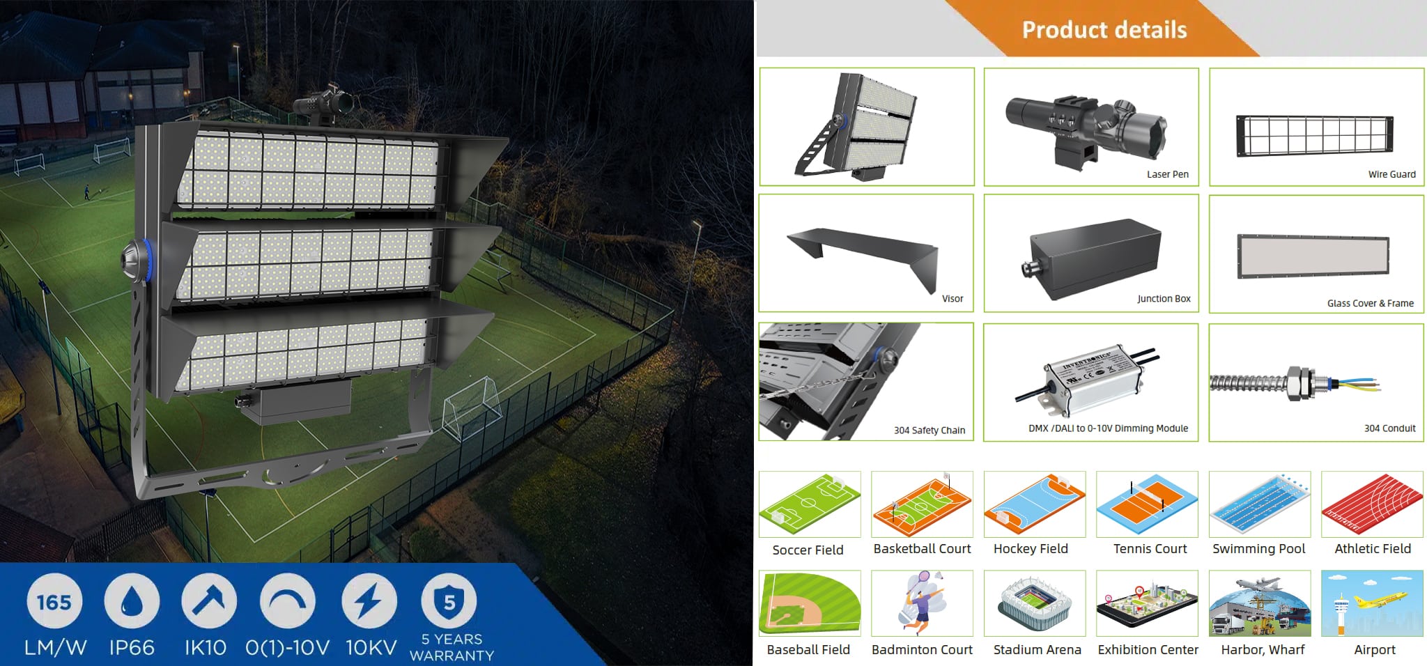 Glomax LED sports field lights