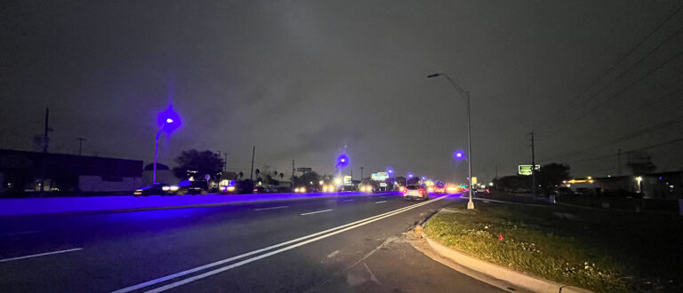Purple street light