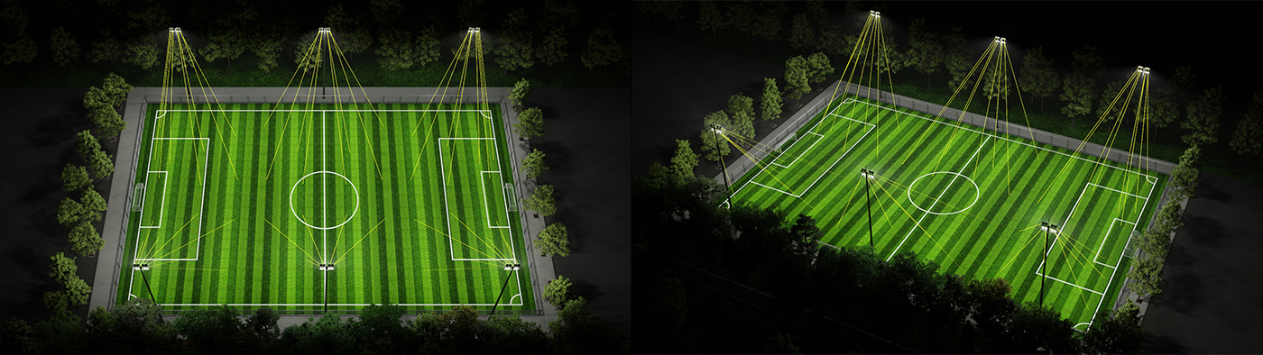 Target aiming of sports flood lights