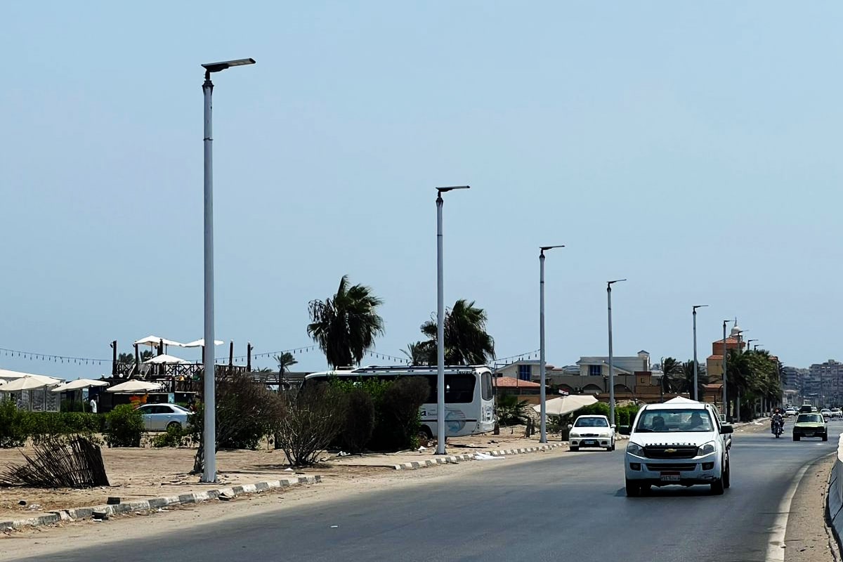 Series PV5 Solar sensor street light on coastal roads in Egypt