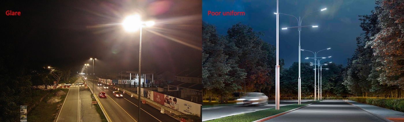 Glare and poor light uniformity