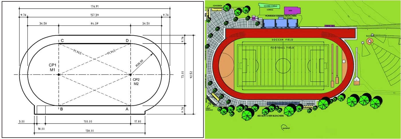 Athletic field dimension