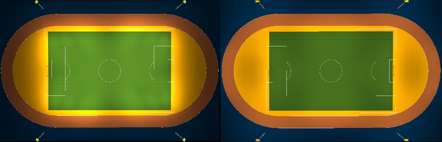 Athletic field lighting poor vs good